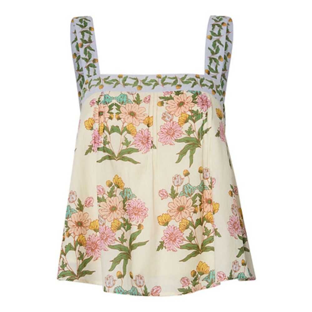 Bila77 Lucia Floral Top Square Neck Sleeveless Tie Back Small Top